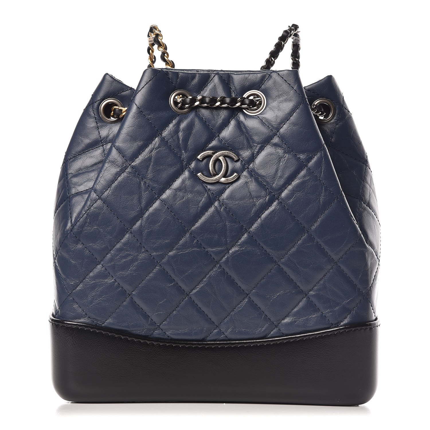 Chanel Aged Calfskin Quilted Small Gabrielle Backpack Blue Black 1 of 10