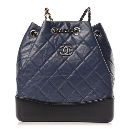 Chanel Aged Calfskin Quilted Small Gabrielle Backpack Blue Black 1 of 10