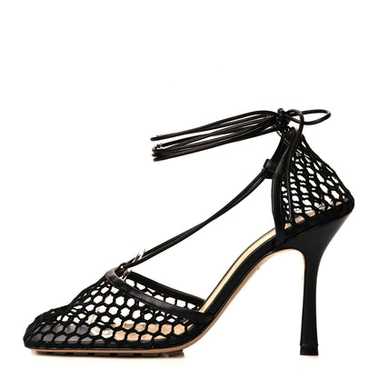Bottega Veneta Mesh Nappa Stretch Ankle Tie Sandals 40 Black 1 of 8