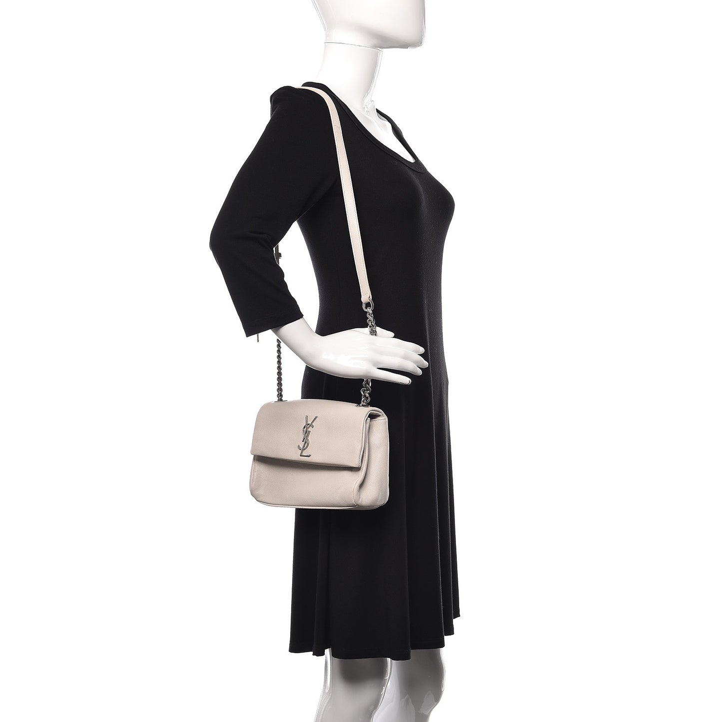 Grain De Poudre Small West Hollywood Monogram Fold-Over Bag Pearl White