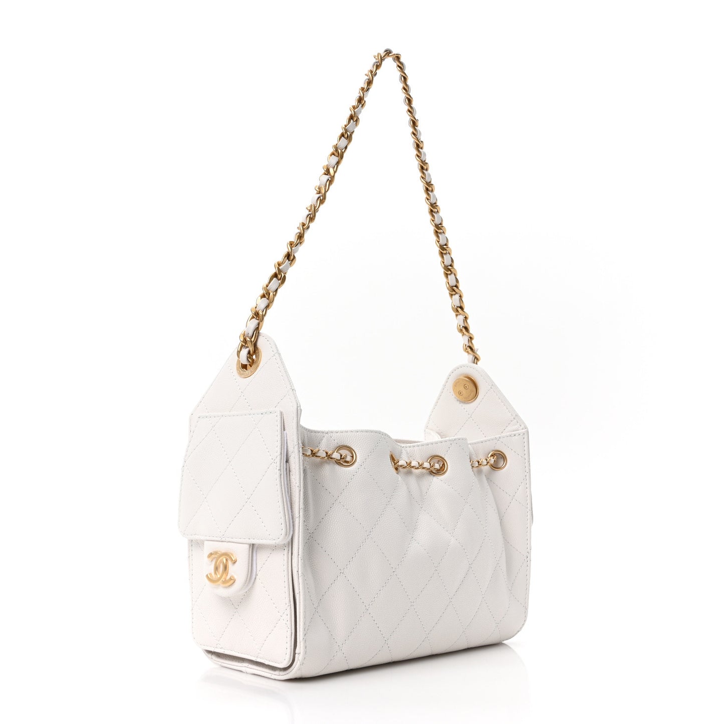 Caviar Quilted Mini Chanel 25 Handbag White