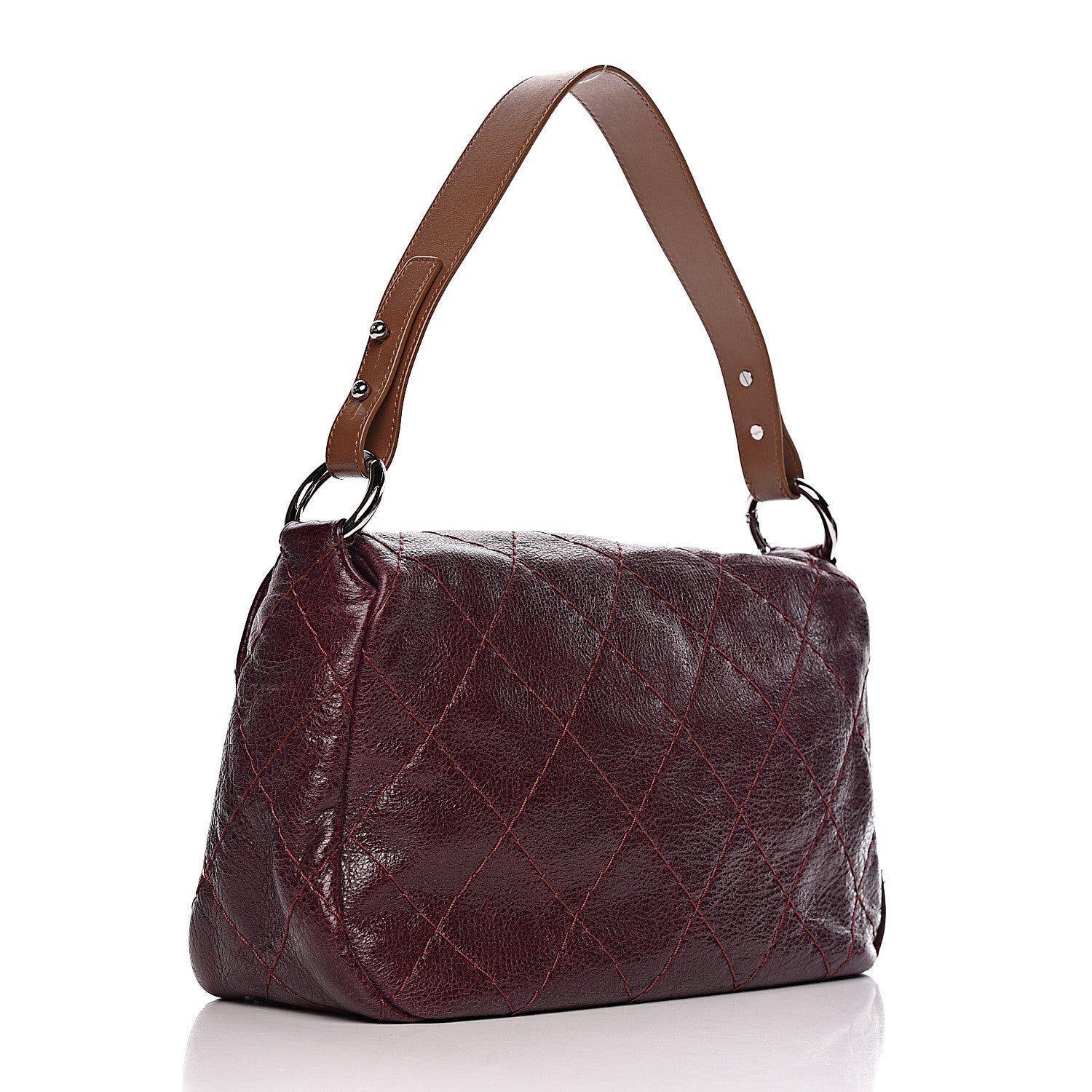 Chanel Glazed Calfskin Stitched On The Road Flap Plum 3 of 10