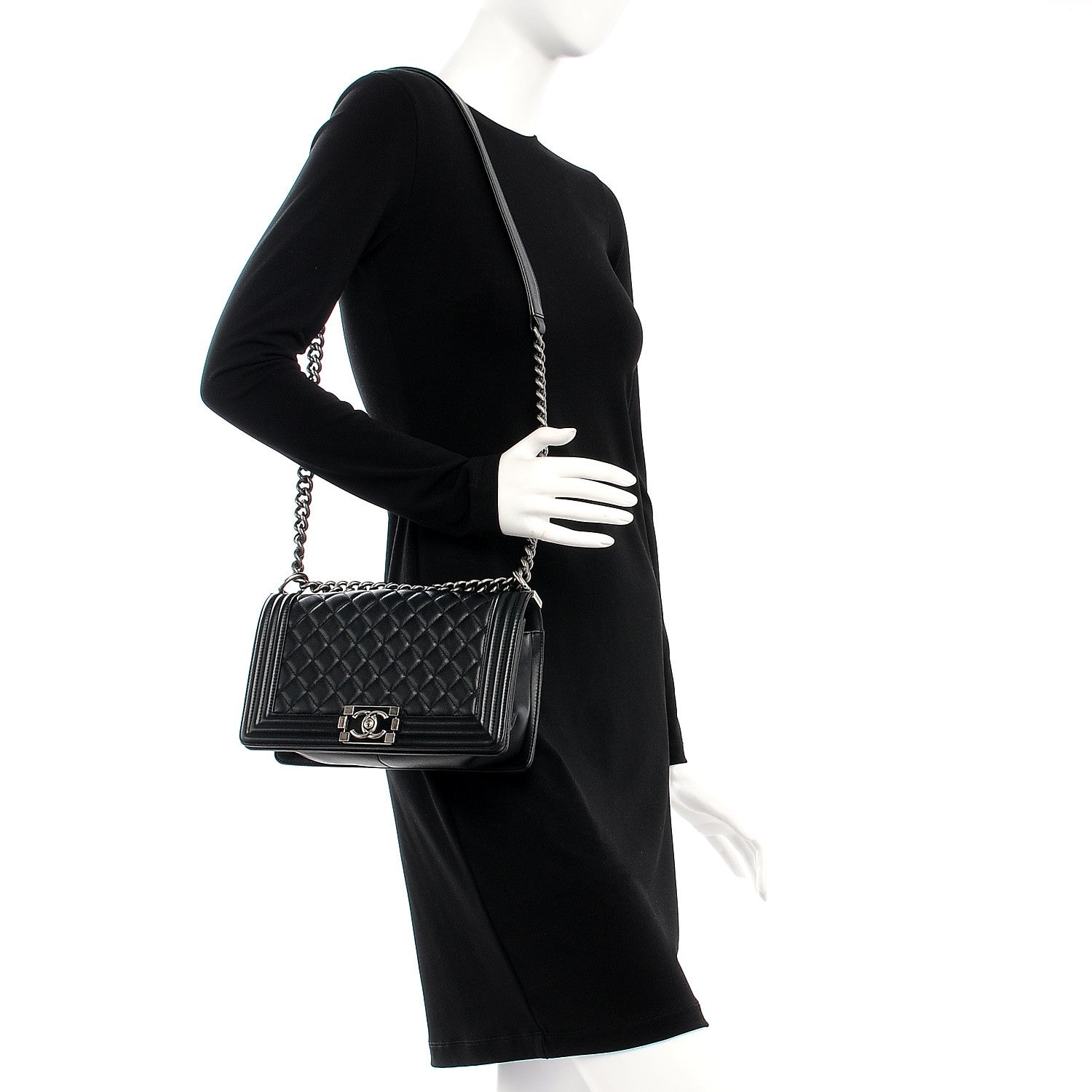 Chanel Calfskin Quilted Medium Boy Flap Black 2 of 11