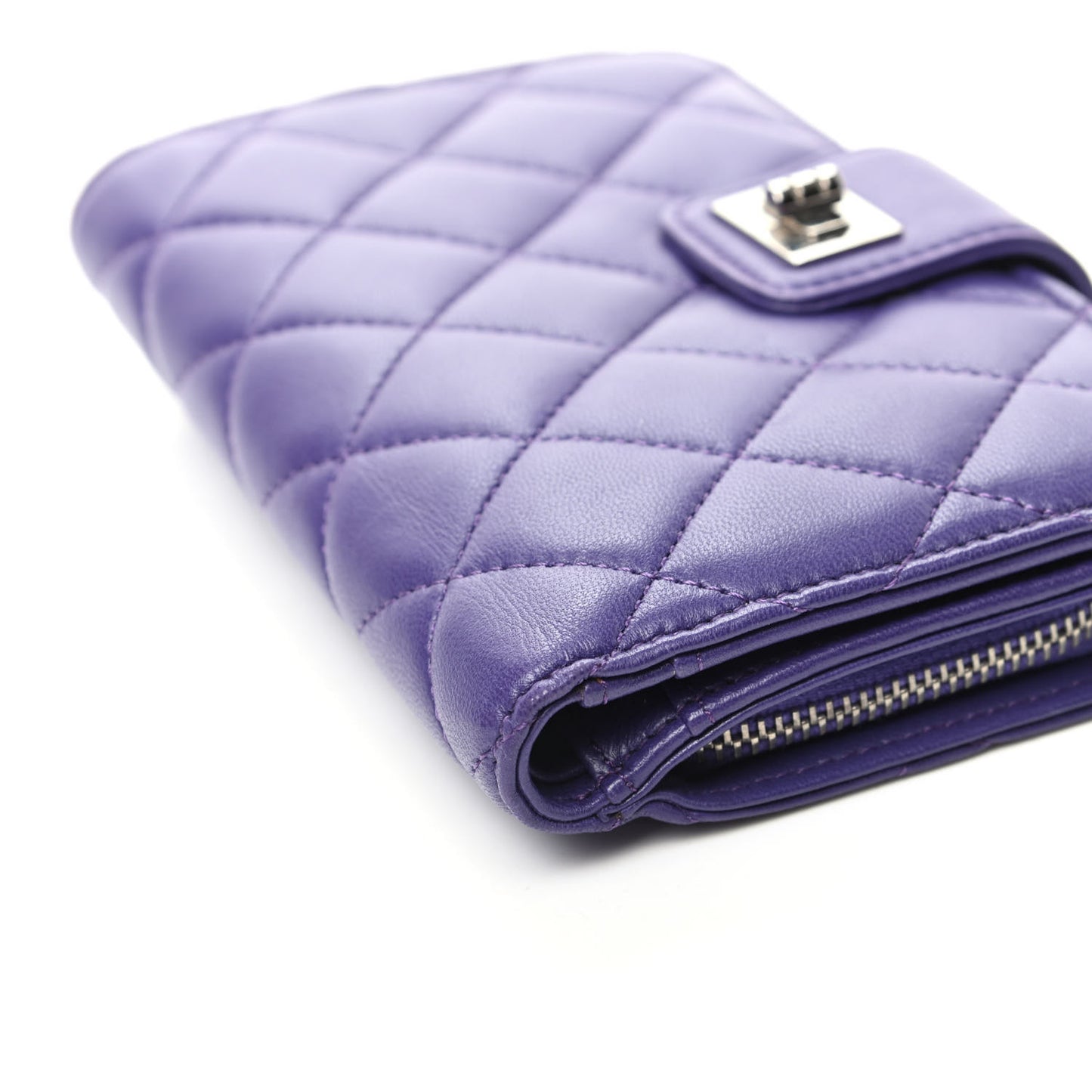 Lambskin Quilted Reissue Zipped Pocket Wallet Purple.