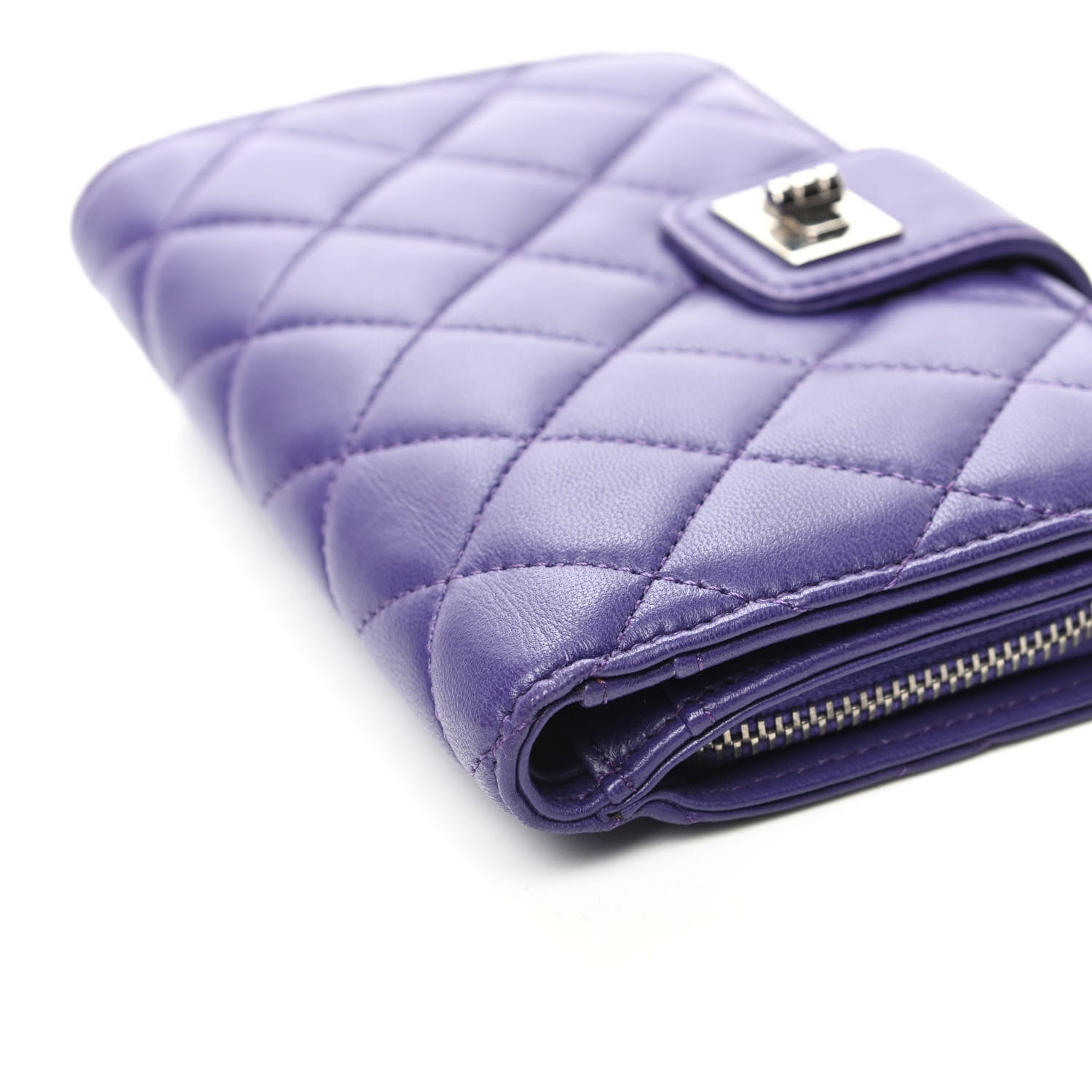 Chanel Lambskin Quilted Reissue Zipped Pocket Wallet Purple. 11 of 11