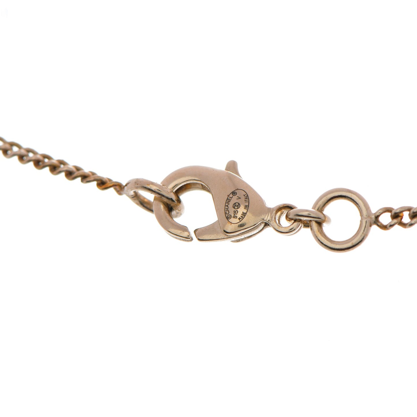 Crystal Pearl CC Pendant Necklace Gold