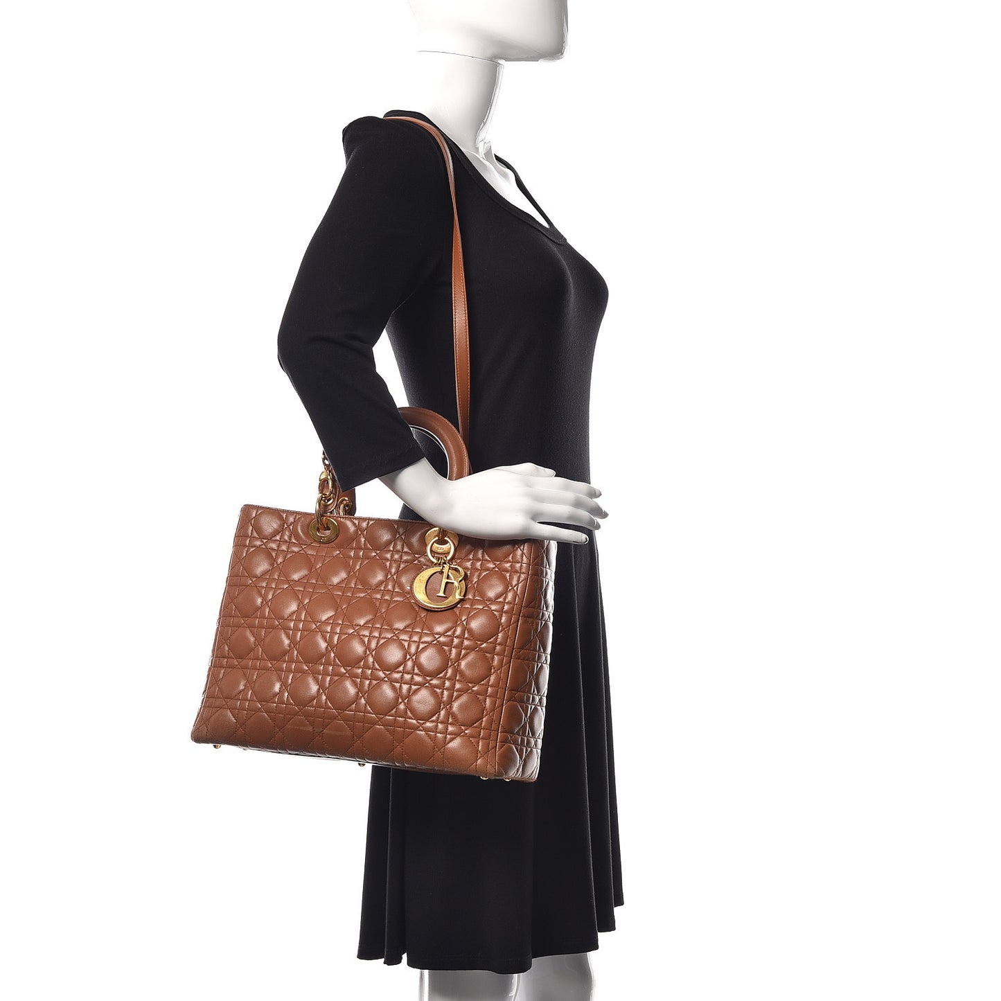 Lambskin Cannage Large Lady Dior Tan