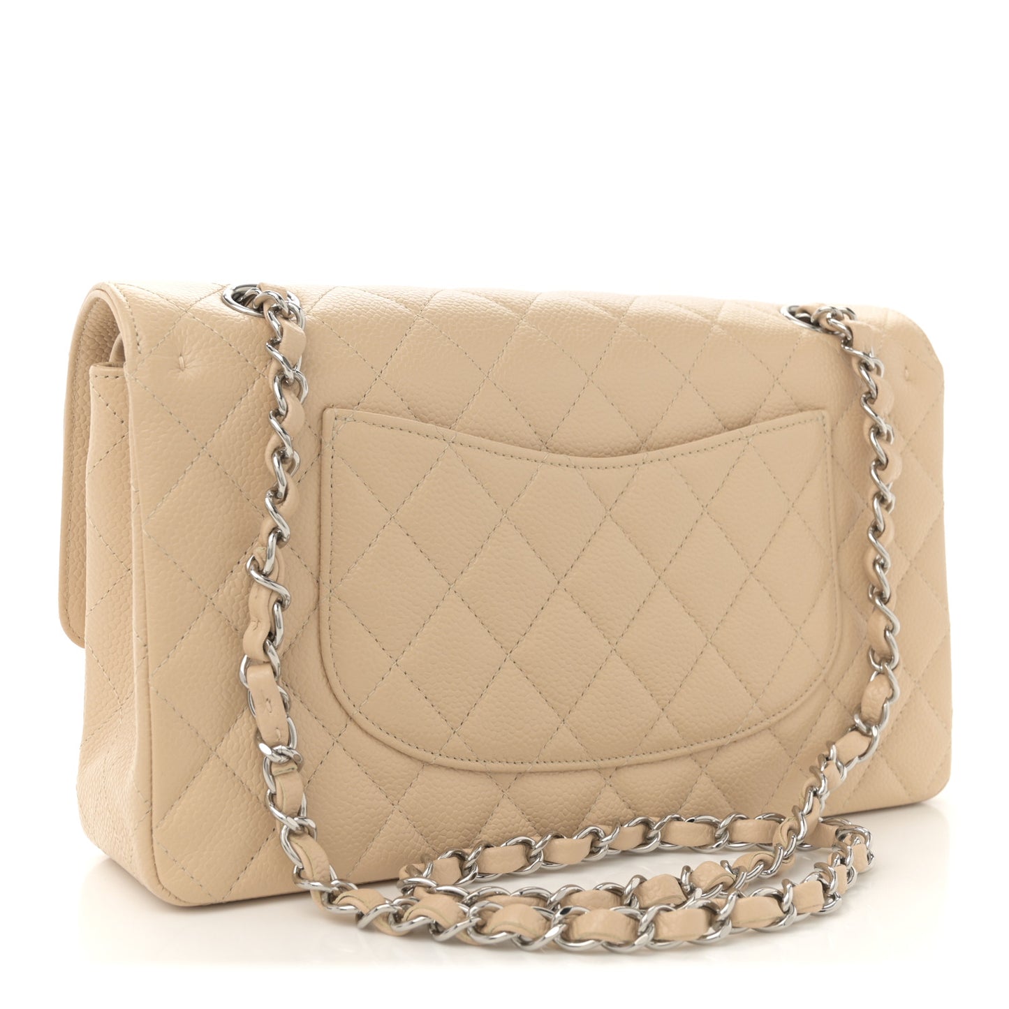 Caviar Quilted Medium Double Flap Beige Clair