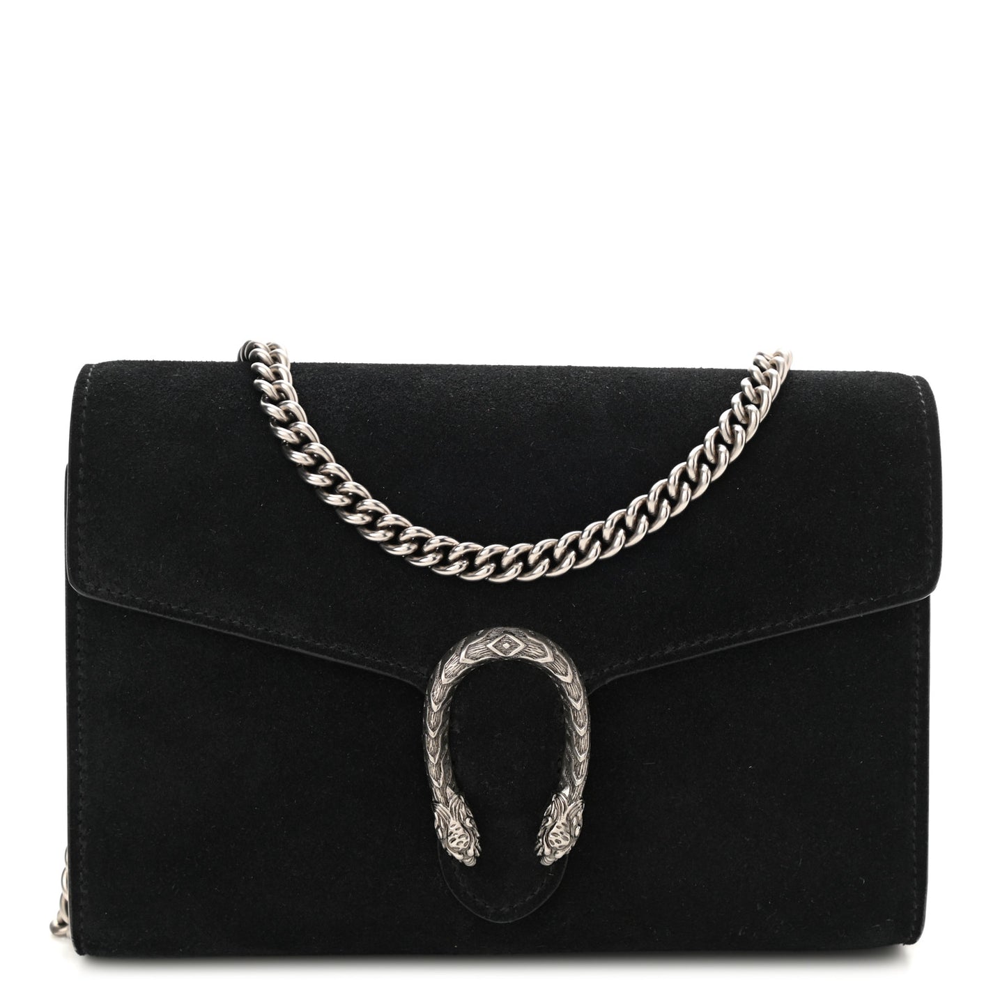 Suede Mini Dionysus Chain Wallet Black
