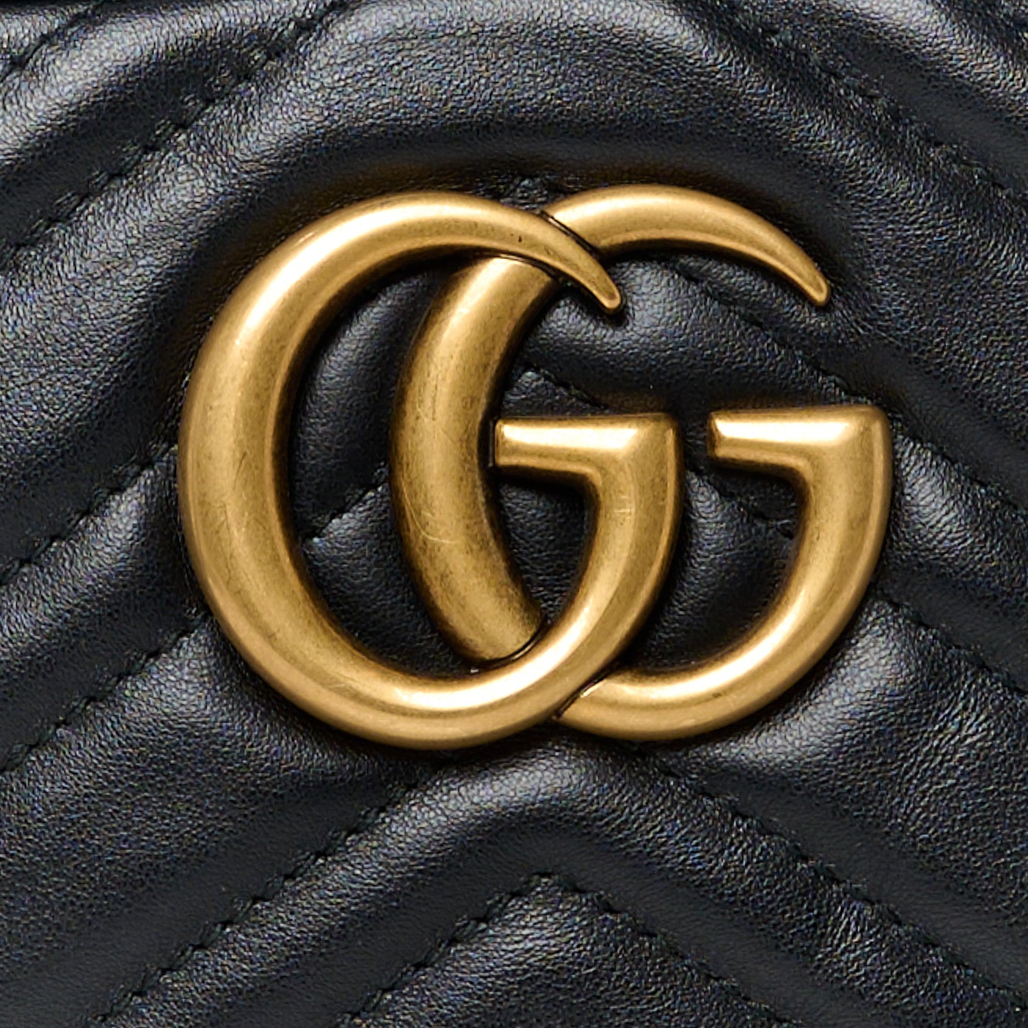 Gucci Calfskin Matelasse Small GG Marmont Chain Shoulder Bag Black 9 of 11