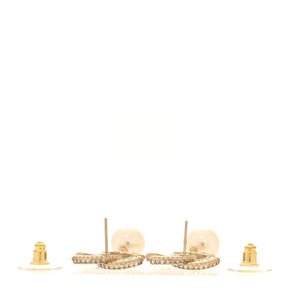 Chanel Crystal Pearl CC Drop Earrings Gold 3 of 5