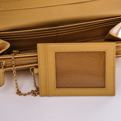 Prada Saffiano Metal Continental Flap Wallet Ginestra 6 of 10