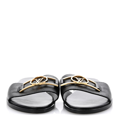 Louis Vuitton Calfskin Lock It Flat Mule 38 Black 3 of 9