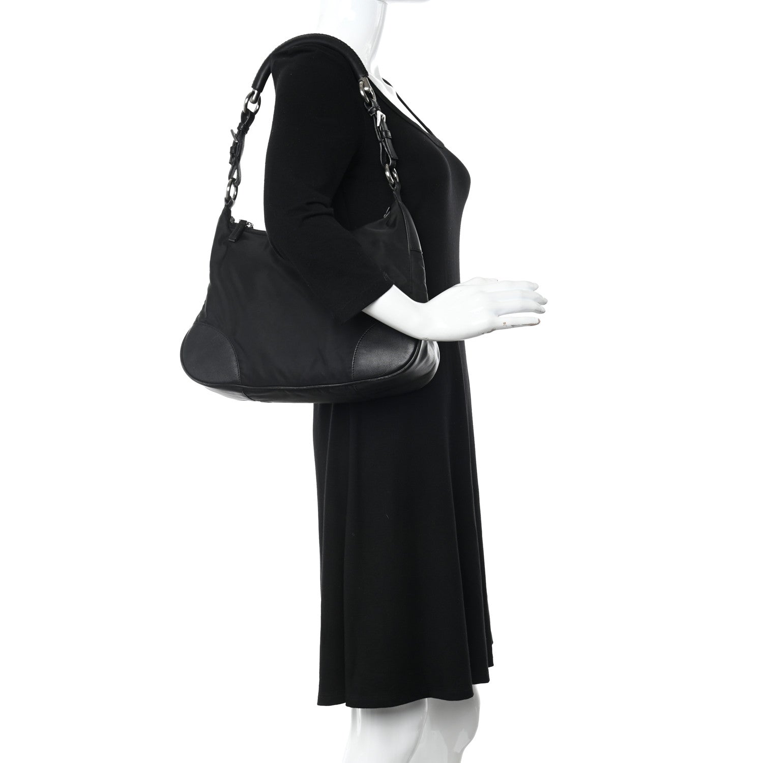 Prada Tessuto Nylon Hobo Black 2 of 12
