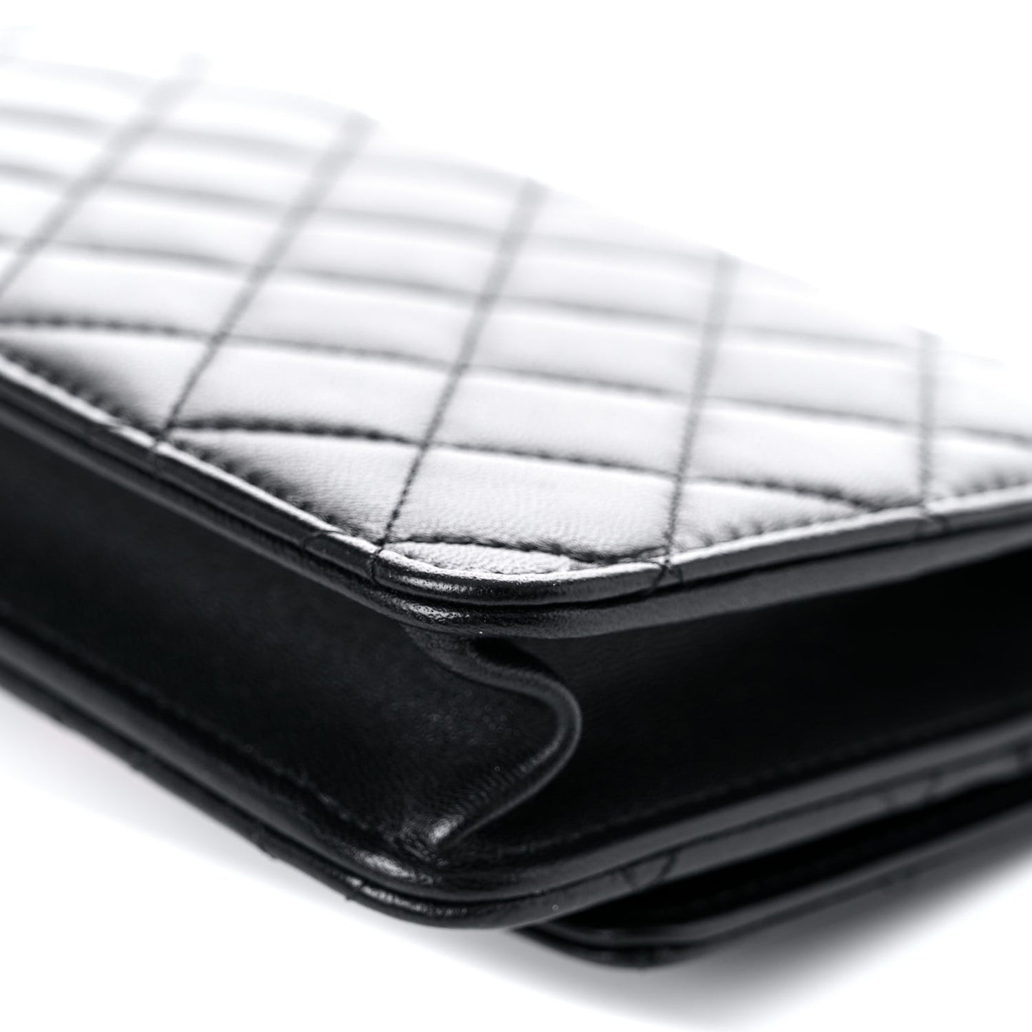Lambskin Quilted Trendy CC Wallet On Chain WOC Black