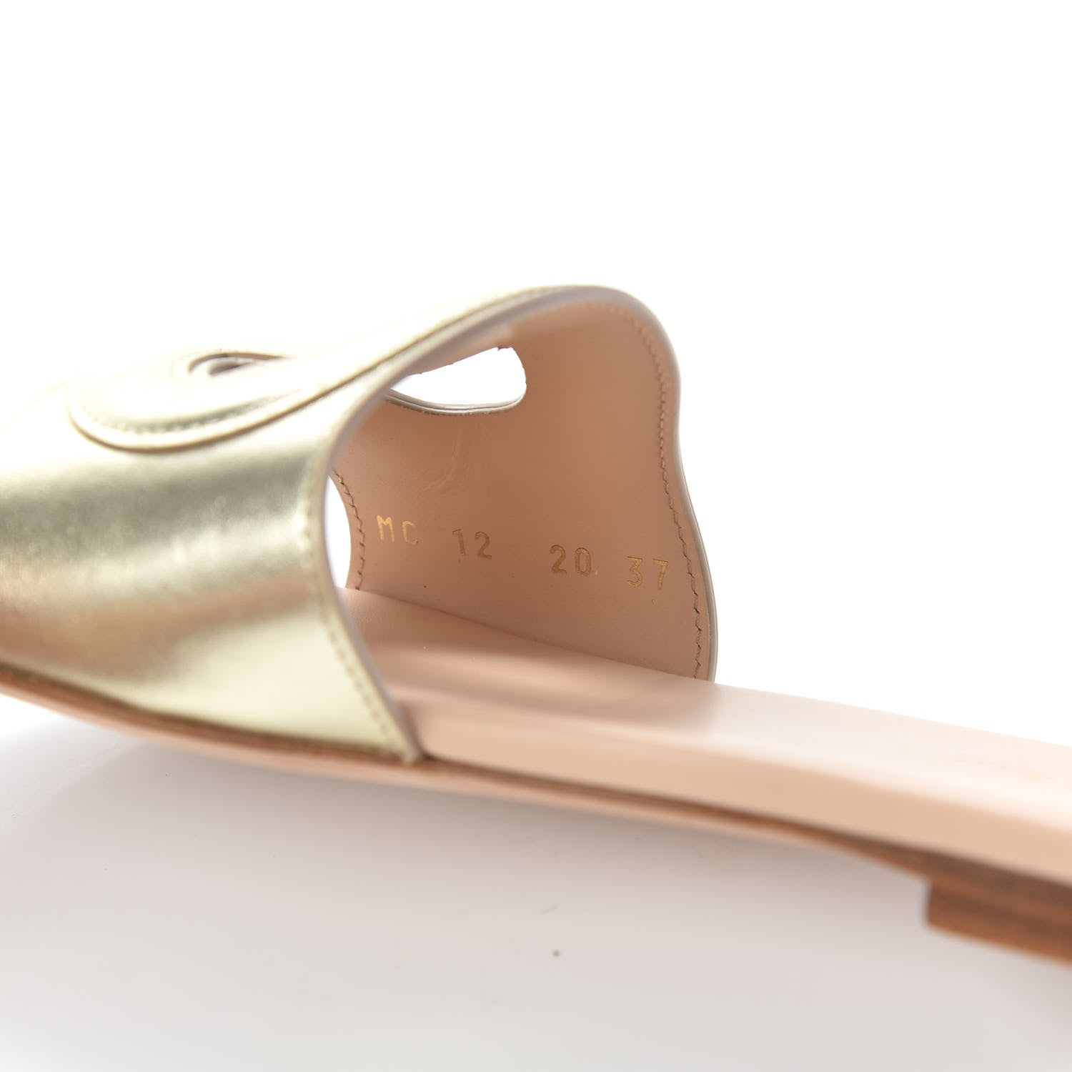 Christian Dior Metallic Calfskin D-Club Mule Sandal 37 Light Gold 10 of 11