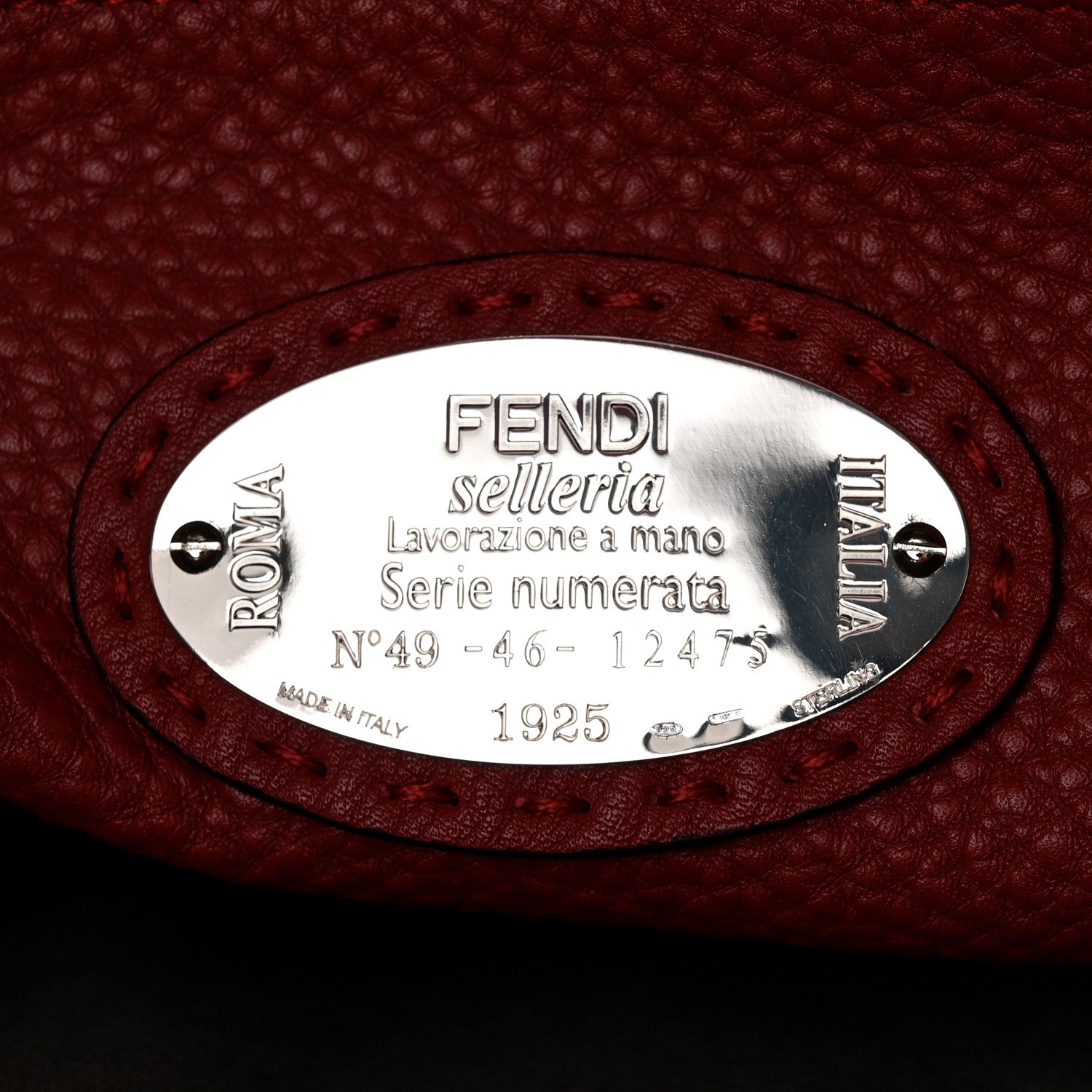 Fendi Cuoio Romano Selleria Mens Large Faces Peekaboo Iconic Essential Satchel Rosso 7 of 12