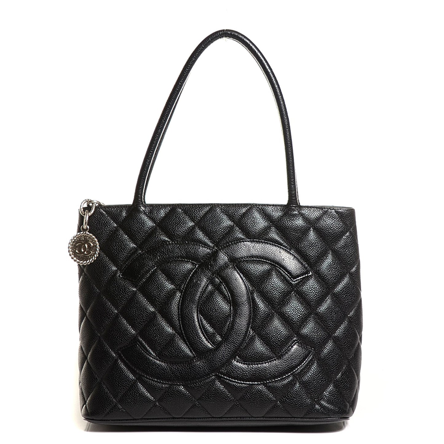 Caviar Quilted Medallion Tote Black