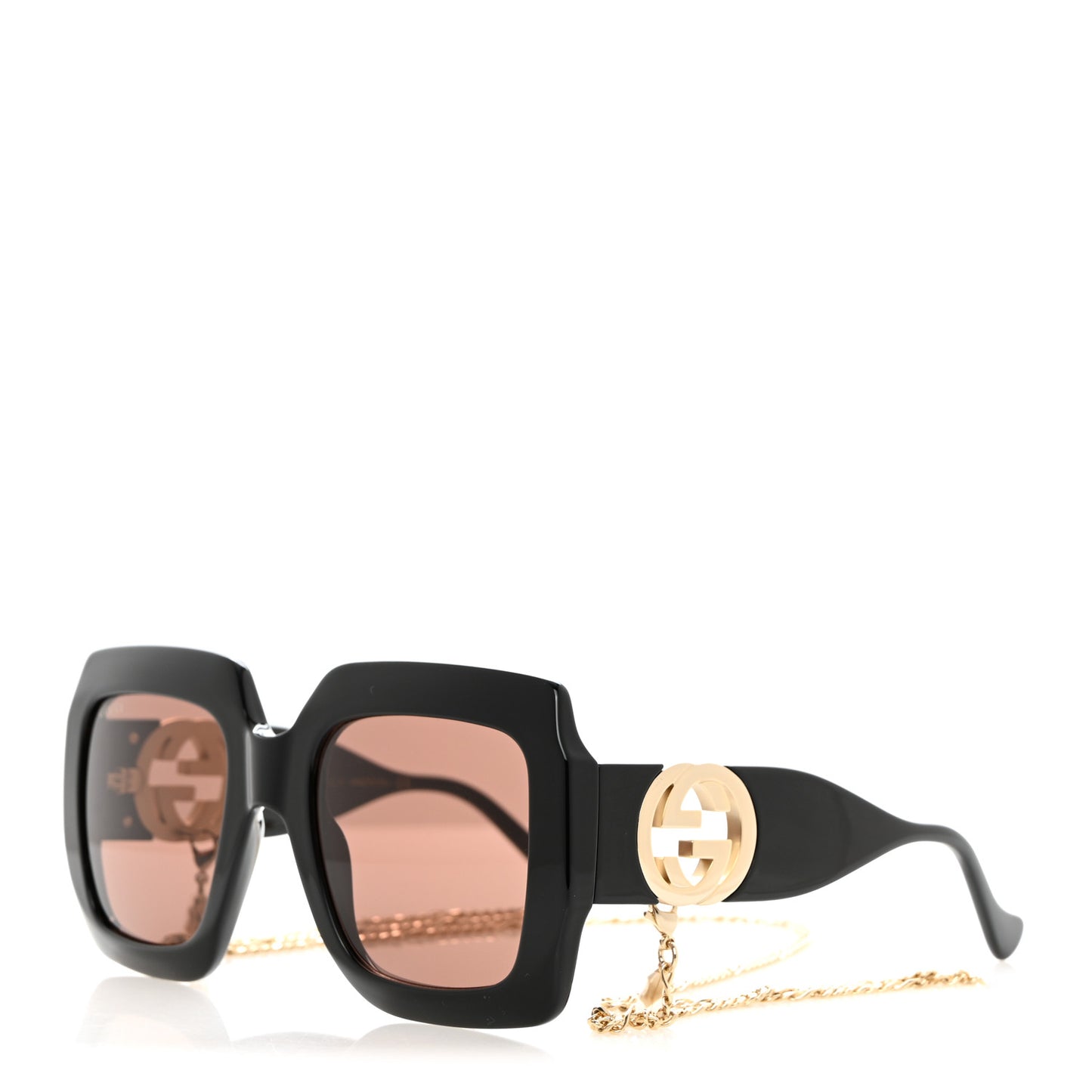 Acetate Rectangular Frame Chain Sunglasses GG1022S Black