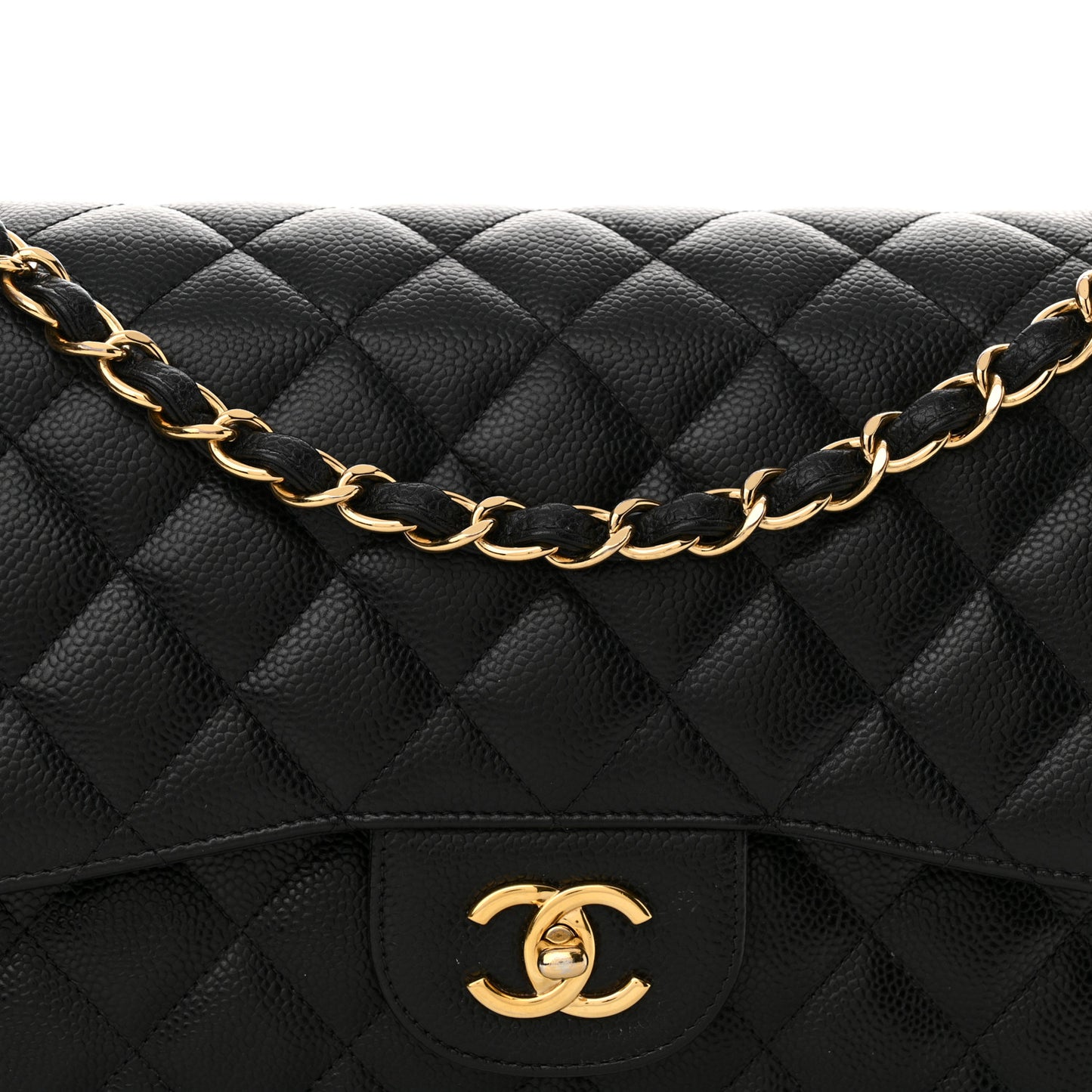 Caviar Quilted Jumbo Double Flap Black