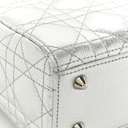 Christian Dior Metallic Grained Calfskin Cannage Small Lucky Badges My Lady Dior Silver 15 of 17