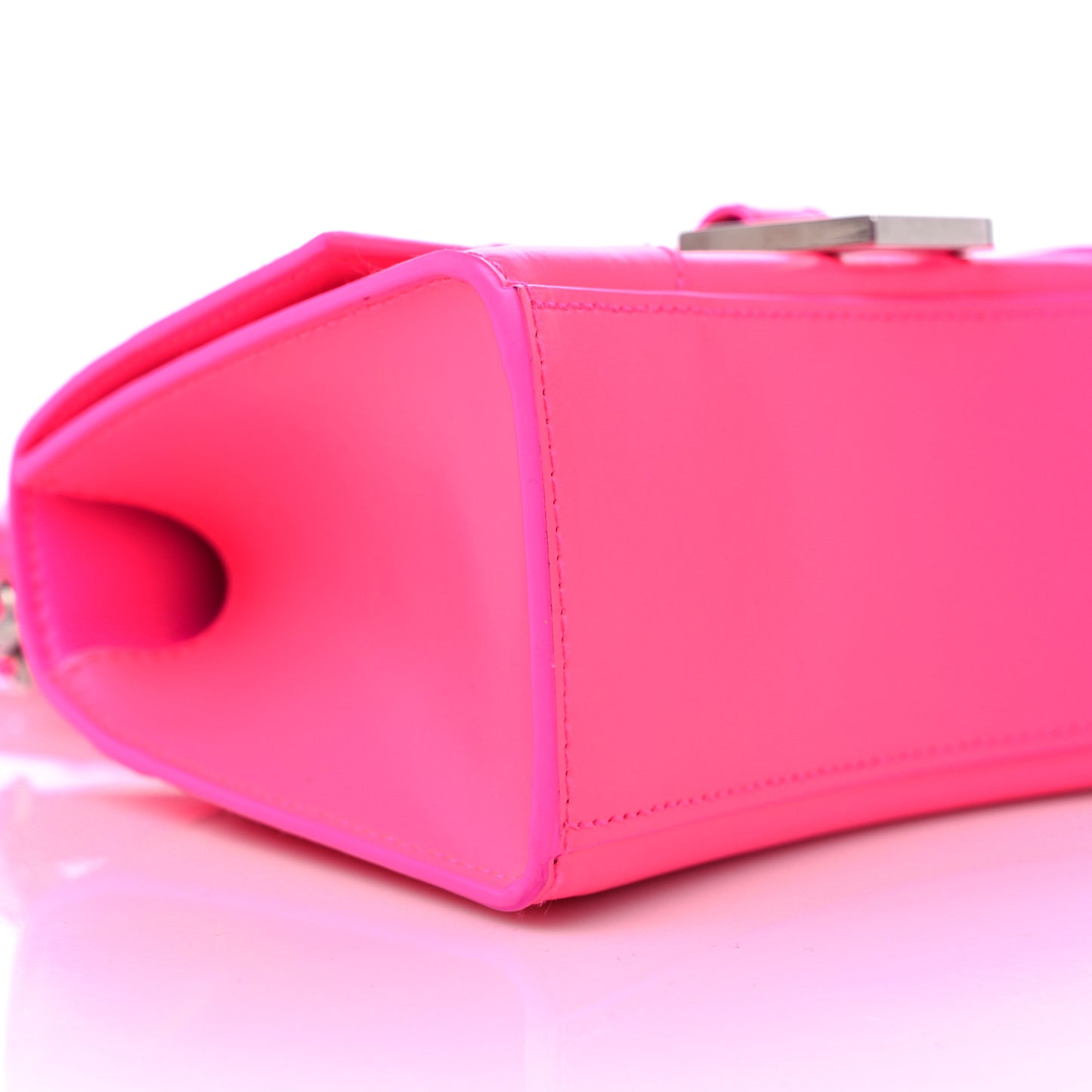 Shiny Box Calfskin Hourglass Top Handle Bag XS Hot Pink