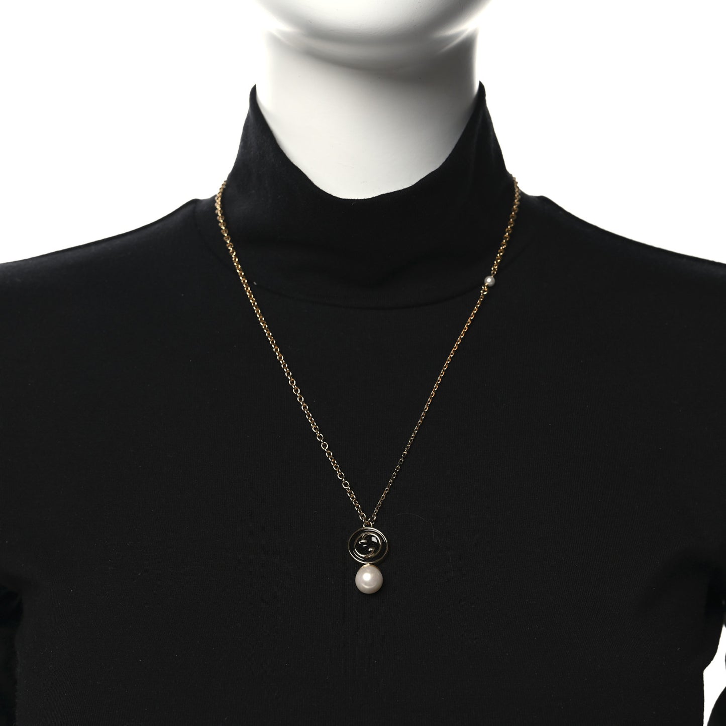 Metal Enamel Blondie Pendant Necklace Gold Black