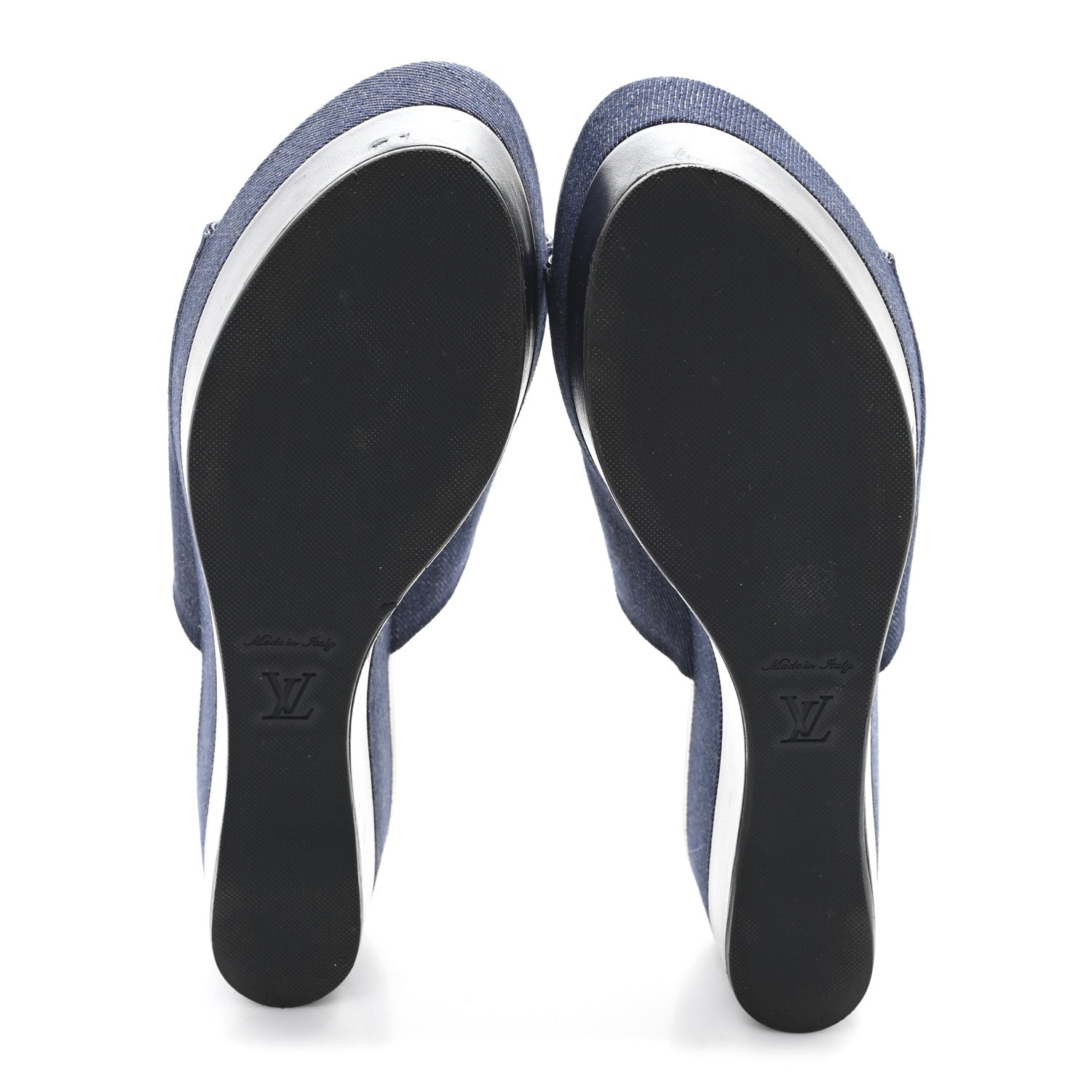 Louis Vuitton Canvas Wedge Mules 39 Navy Blue 6 of 9