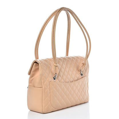 Chanel Calfskin Quilted Large Cambon Flap Beige Black 3 of 14