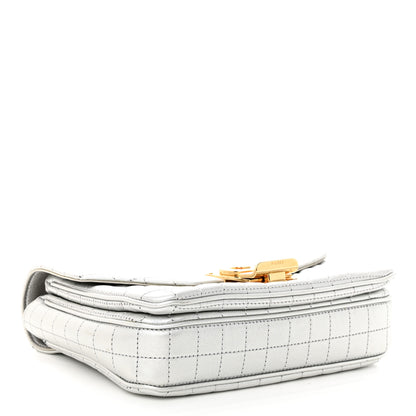 Celine Laminated Calfskin Quilted Medium C Bag Silver 4 of 9