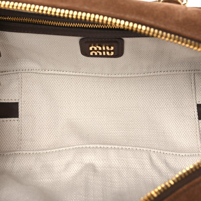 Miu Miu Suede Padded Regular Arcadie Top Handle Bag Cacao 5 of 9