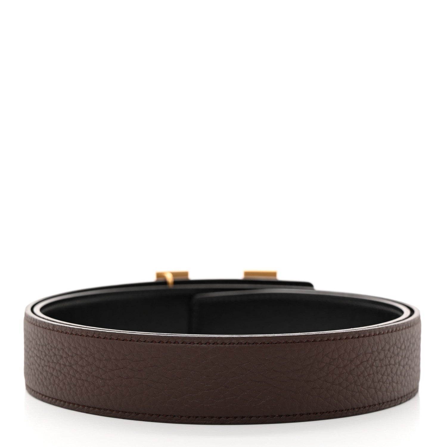 Hermes Box Togo 32mm Martelee H Belt 90 36 Black Chocolate 3 of 8