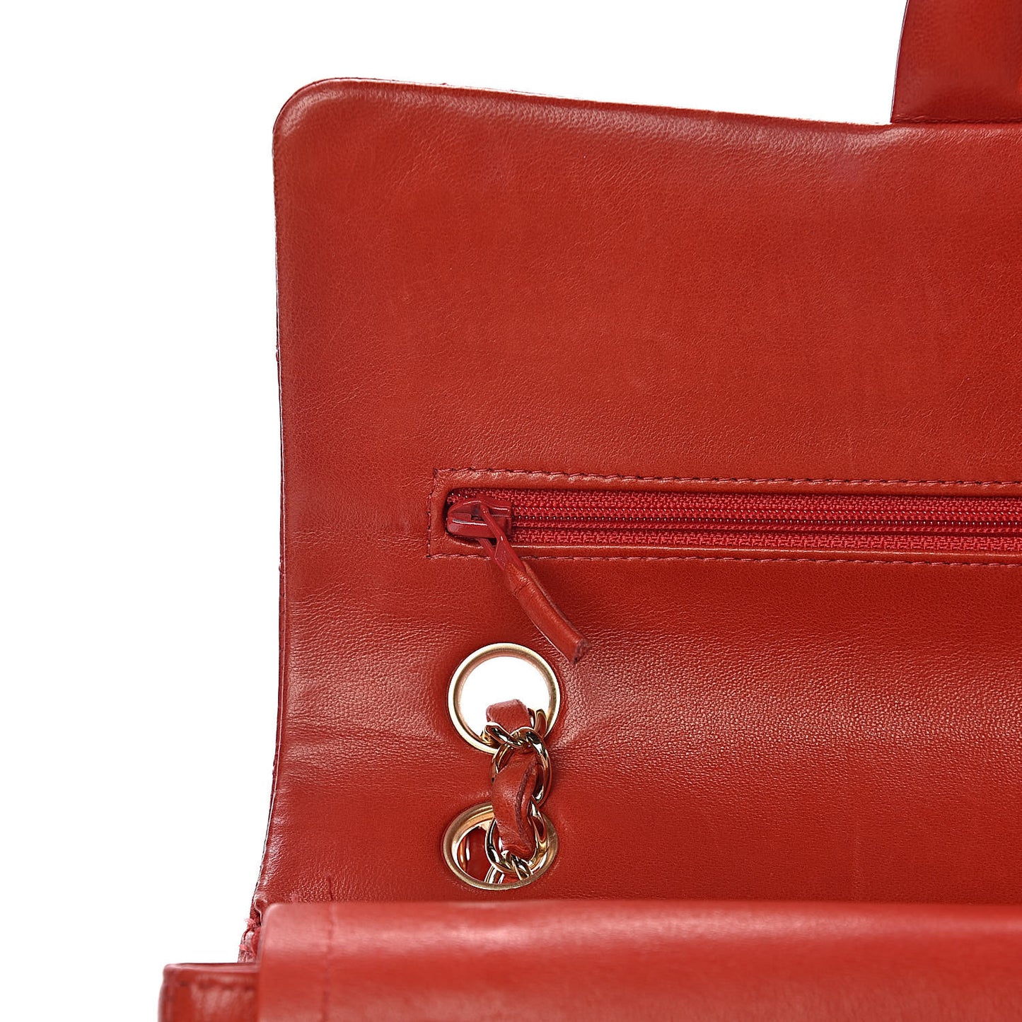 Lambskin Quilted Medium Double Flap Red
