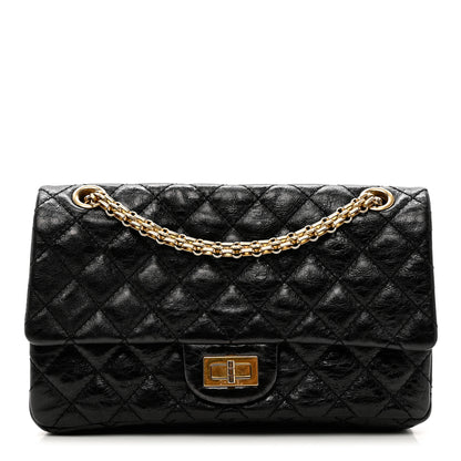 Chanel Glazed Aged Calfskin Quilted Accordion Reissue 2.55 Flap Black 1 of 8