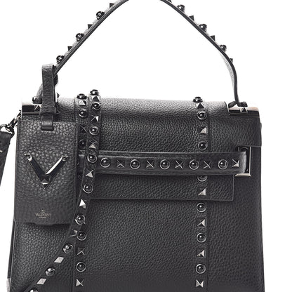 Valentino Garavani Grainy Calfskin Onyx Small My Rockstud Rolling Frame Bag Black 7 of 9