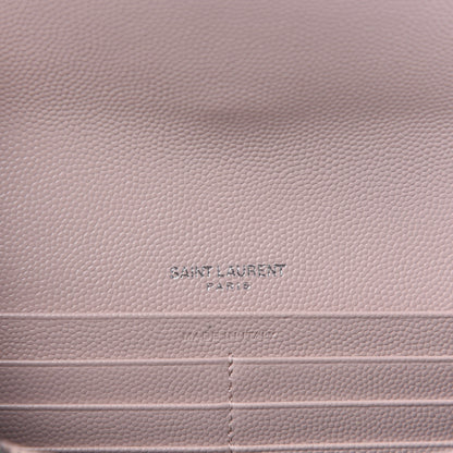 Saint Laurent Grain De Poudre Matelasse Chevron Monogram Flap Wallet Pale Pink 6 of 7
