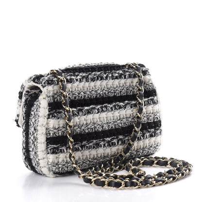 Chanel Tweed Braid Mini Flap Black White 3 of 9