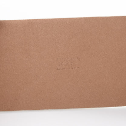 Chanel Lambskin Logo Wide Belt 85 34 Off White 4 of 8