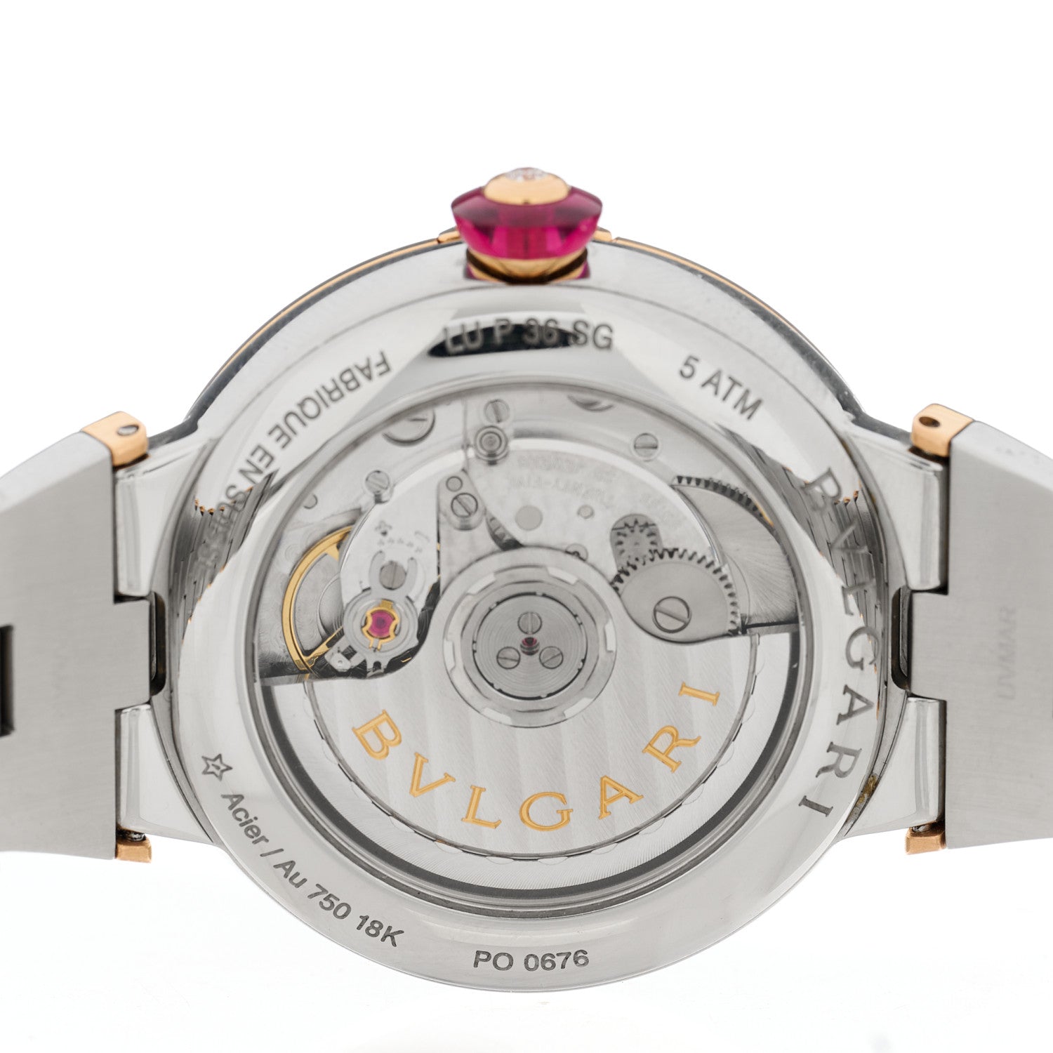 Bulgari Stainless Steel 18K Rose Gold Diamond Mother of Pearl 33mm LVCEA Quartz Watch 4 of 4