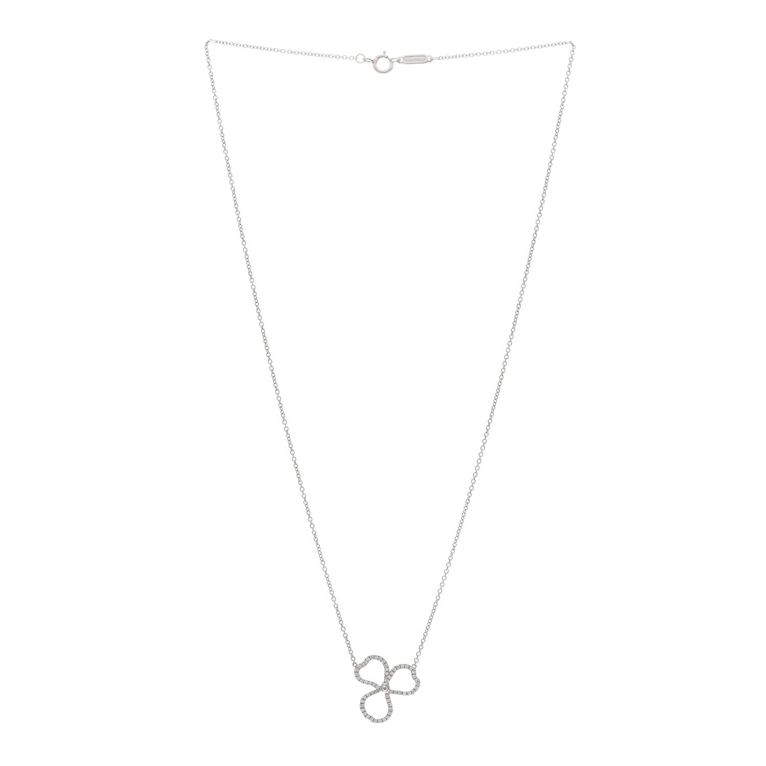 Tiffany Platinum Diamond Small Paper Flowers Pendant Necklace 3 of 5