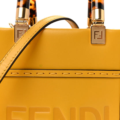 Fendi Vitello King Plexiglass Logo Embossed Mini Fendi Sunshine Shopper Tote Mimosa 7 of 9