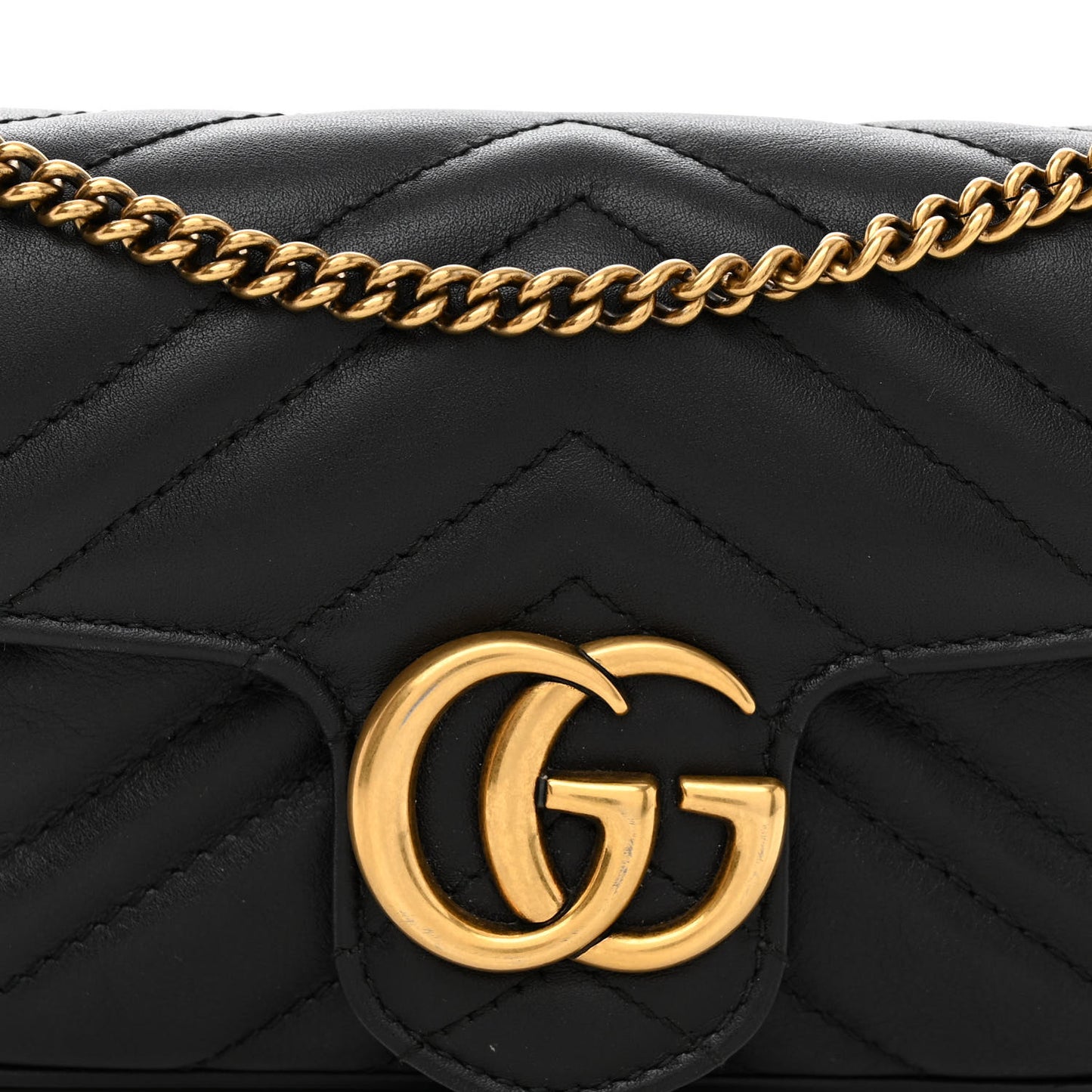 Calfskin Matelasse Super Mini GG Marmont Shoulder Bag Black