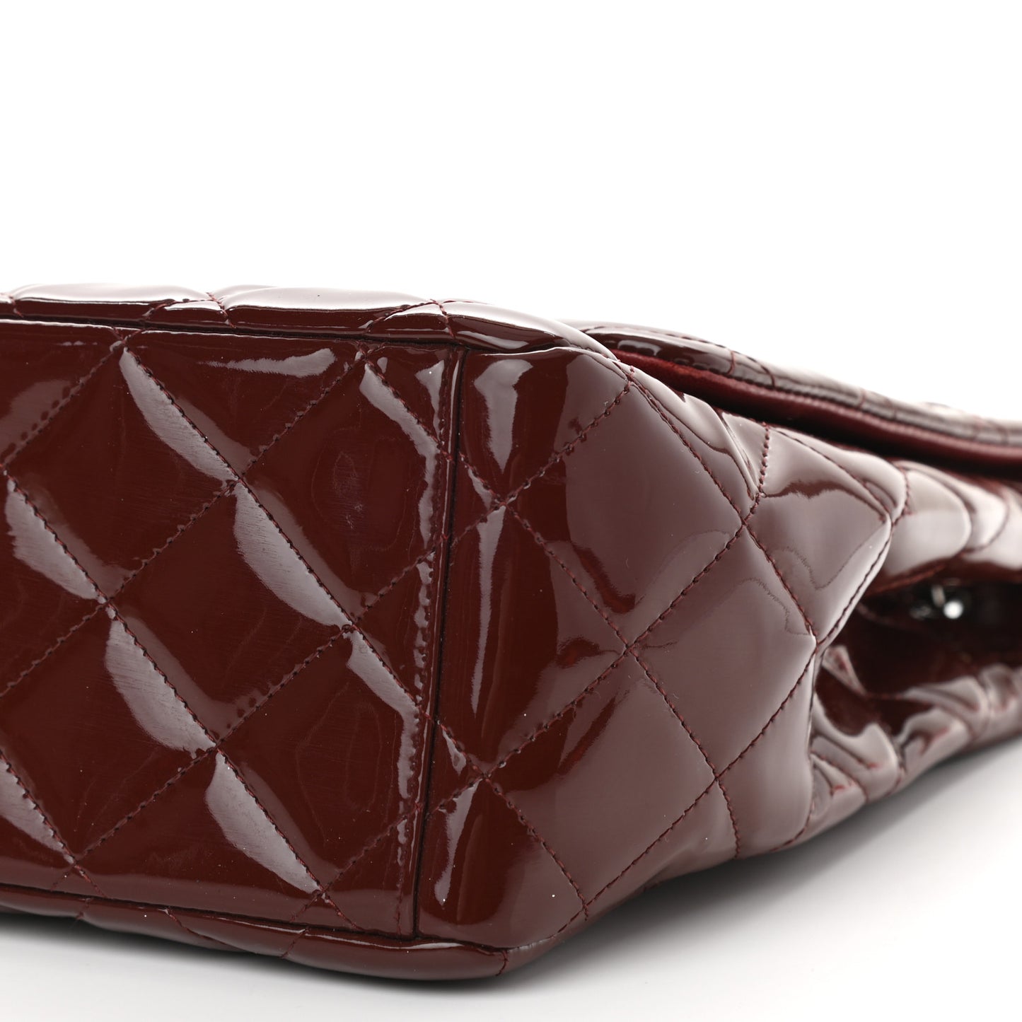 Patent Quilted Maxi Single Flap Dark Red