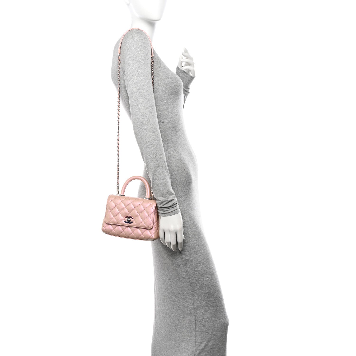Chanel Iridescent Caviar Quilted Extra Mini Coco Handle Flap Light Pink 2 of 11