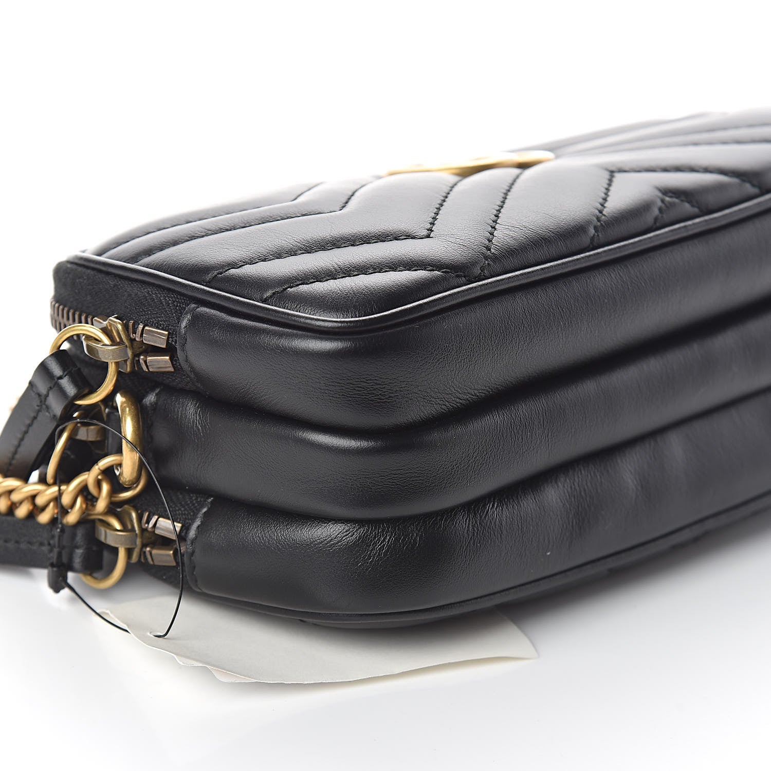 Gucci Calfskin Matelasse Mini GG Marmont Chain Crossbody Bag Black 9 of 11