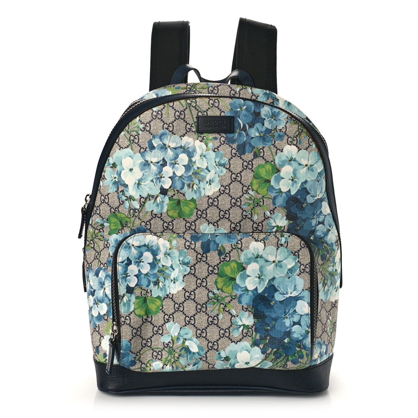 GG Supreme Monogram Blooms Medium Day Backpack Beige Blue Navy