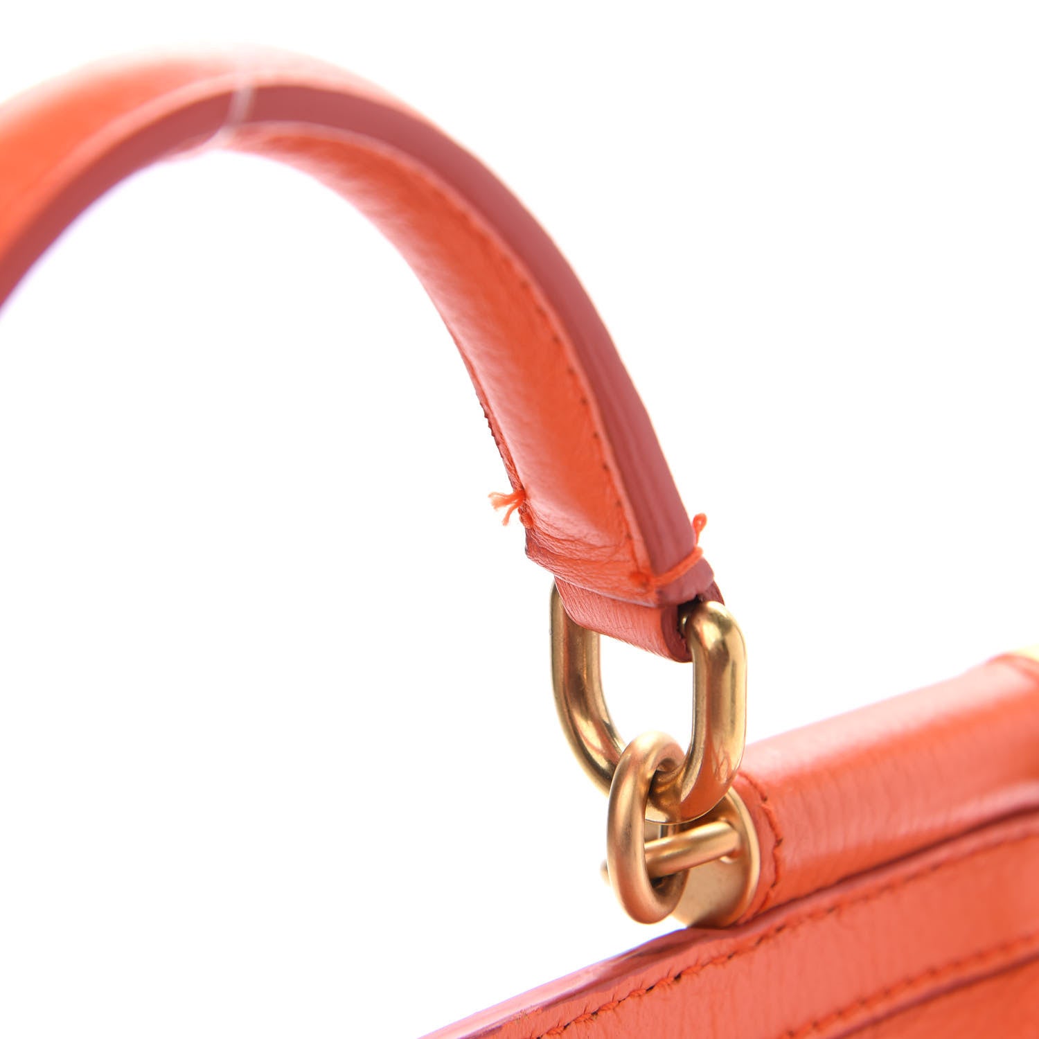 Dolce & Gabbana Grained Deerskin Medium Miss Sicily Satchel Orange 9 of 9