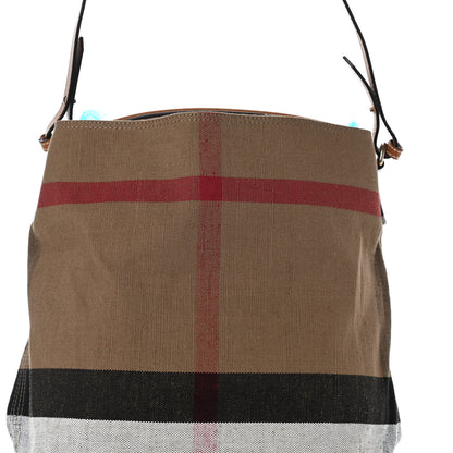 Burberry Canvas Mega Check Medium Ashby Hobo Saddle Brown 9 of 11
