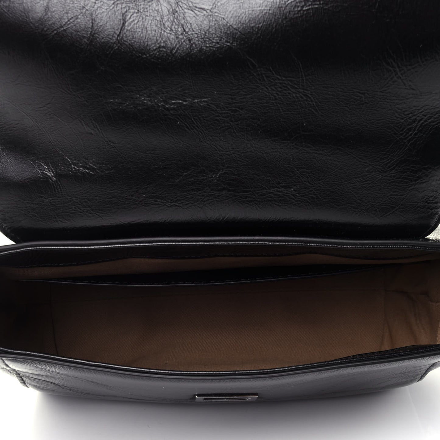 Creased Patent Calfskin Small ID Flap Black