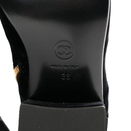 Chanel Suede Patent Calfskin Cap Toe Womens CC Boots 38 Black 6 of 8